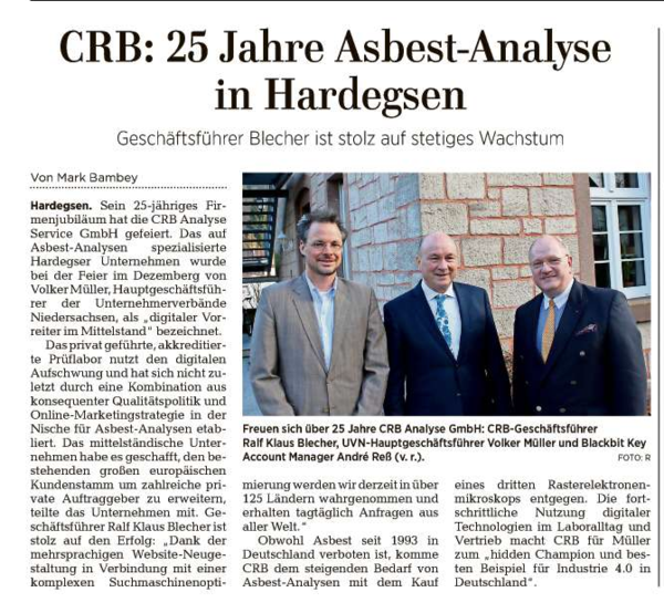 CRB è un pioniere del digitale nel settore delle piccole e medie imprese. Articolo del Göttinger Tageblatt