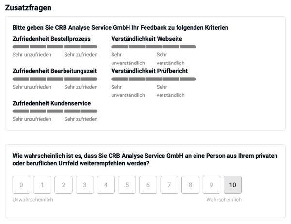 Trusted Shops : questions supplémentaires